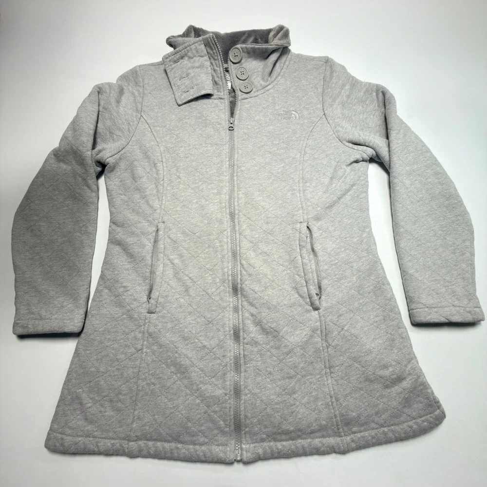 The North Face‎ Women's Quilted Fleece Coat XL Gray Faux Fur Lined Jacket